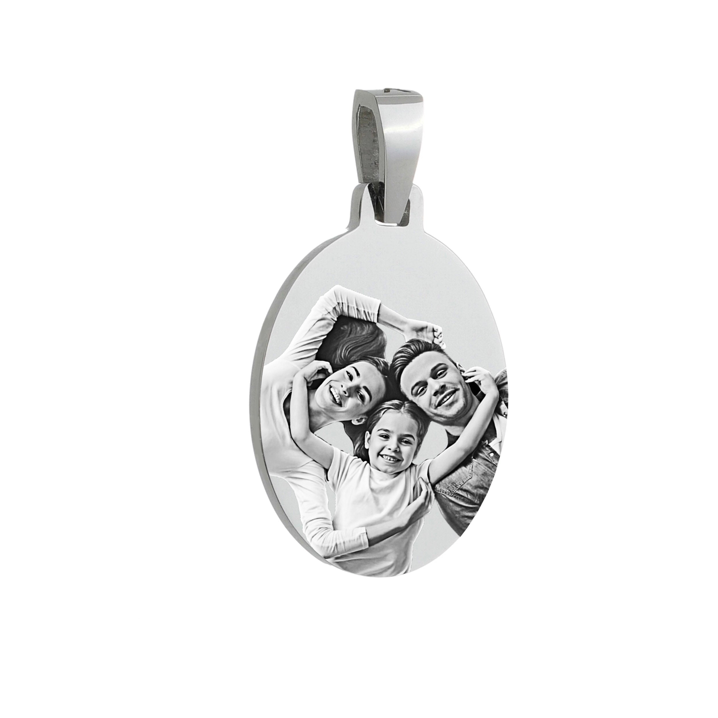 Stainless Steel Oval Pendant - Premium - Engraved Family Photo