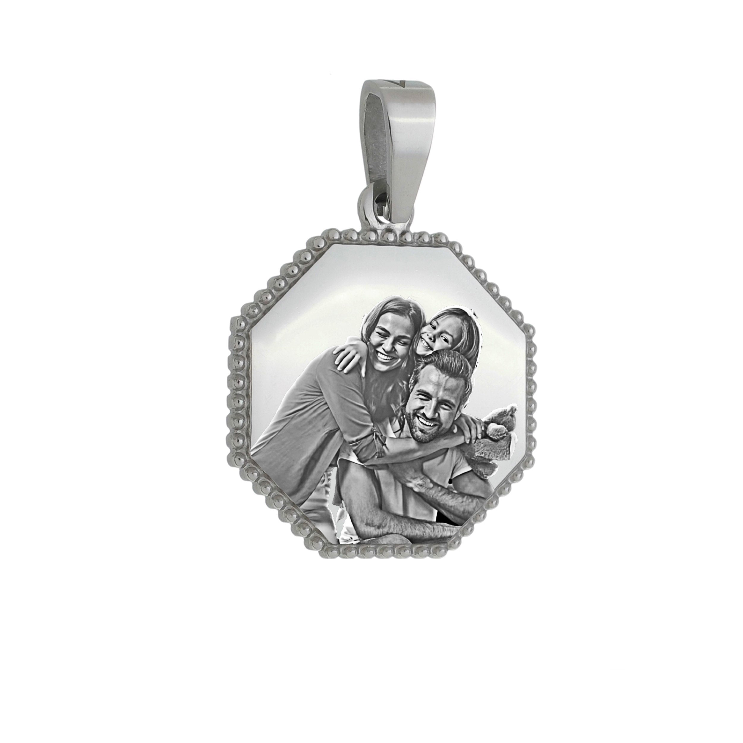 Engravable Octagon Pendant - Cubic Zirconia