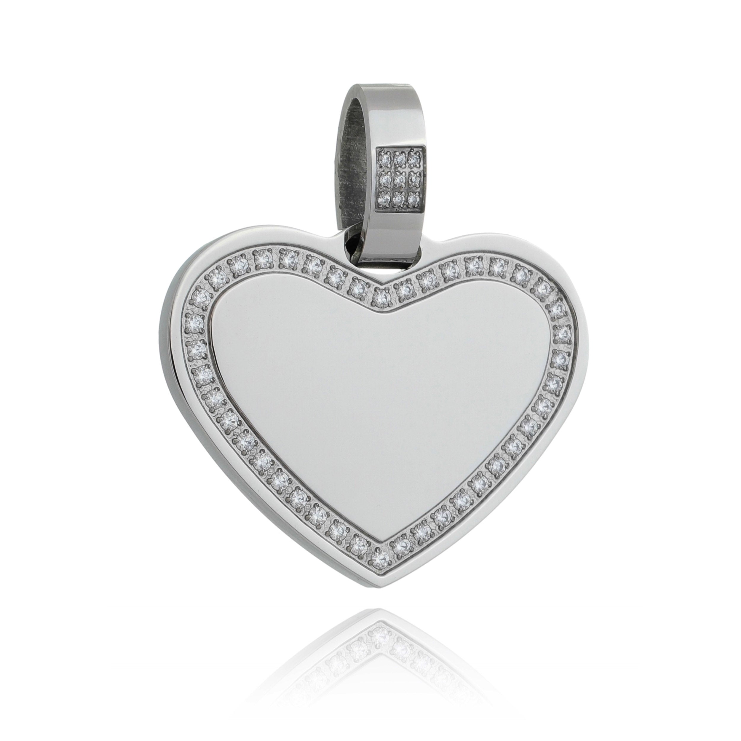 Engravable Heart Pendant - Cubic Zirconia