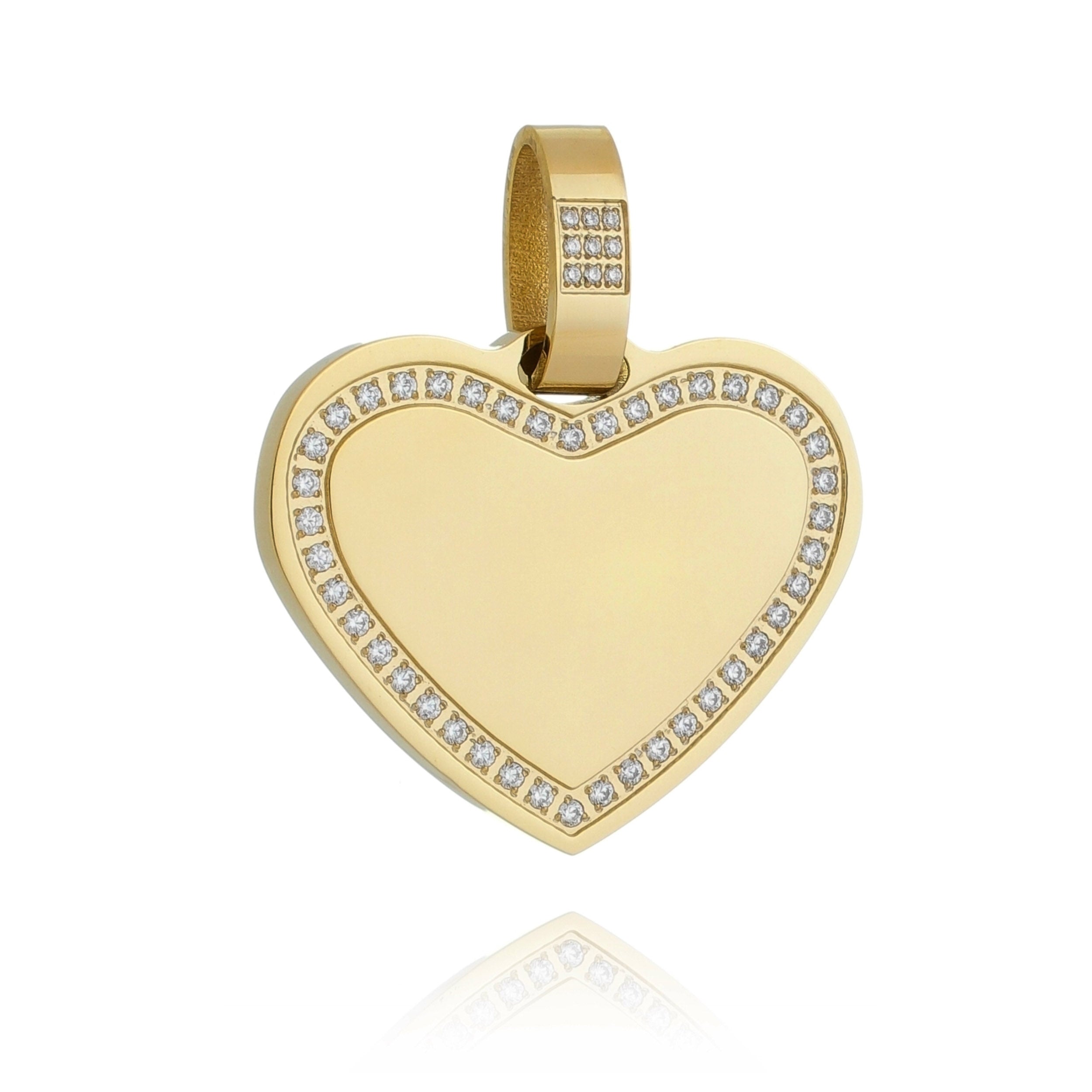 Engravable Heart Pendant - Cubic Zirconia