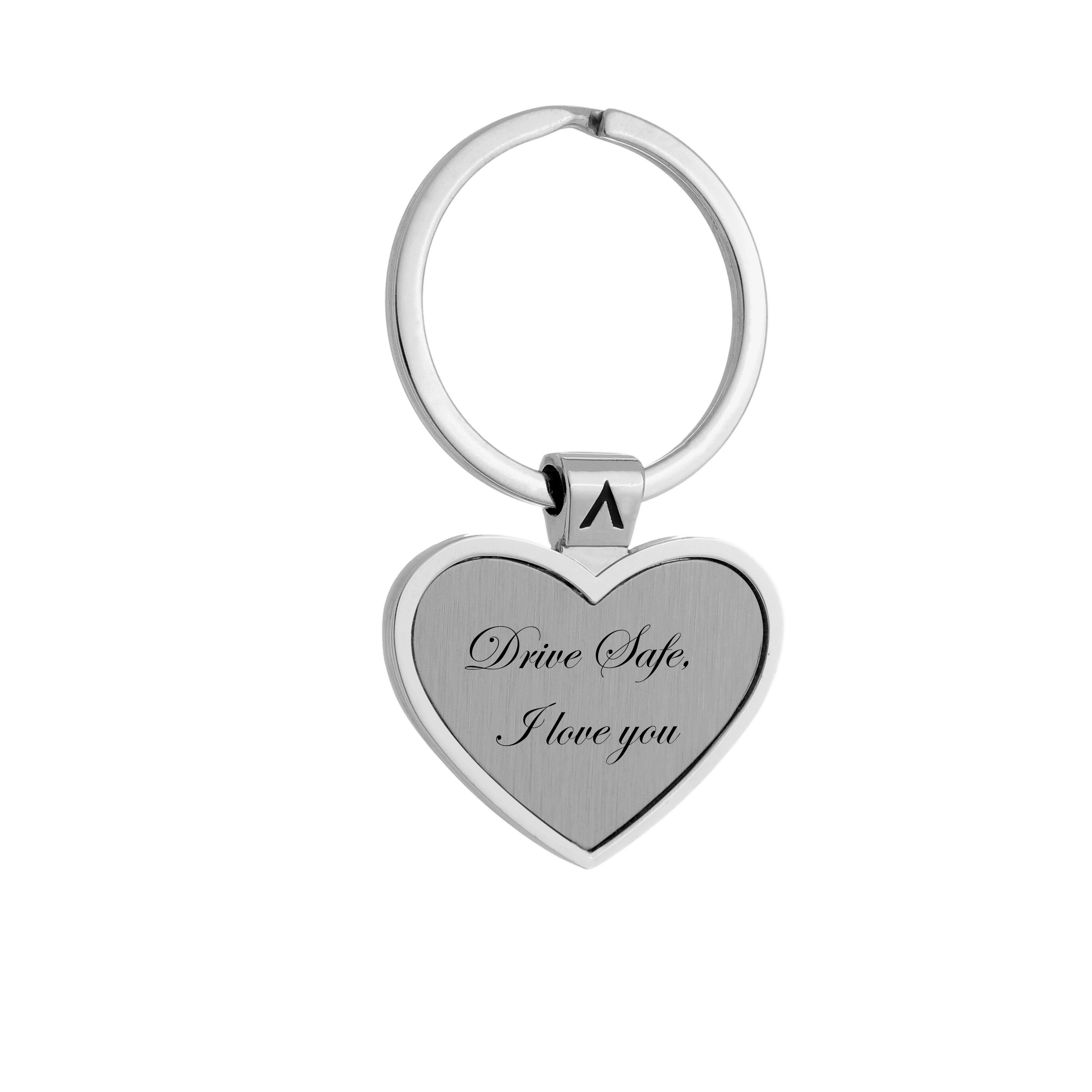 Steel Heart Keychain Engraved Inscription